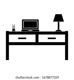 Icono de tabla de trabajo, diseño de señalización de escritorio.