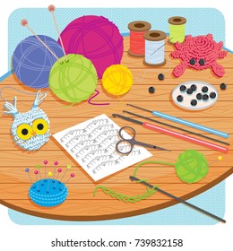 Worktable for knitting and crochet