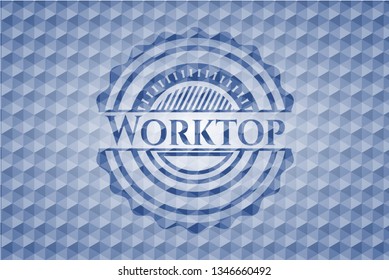 Worktop blue polygonal badge.