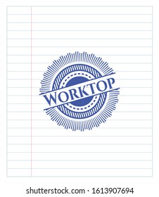 Worktop drawn with pen strokes. Blue ink. Vector Illustration. Detailed.