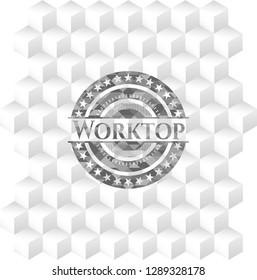 Worktop grey emblem with geometric cube white background
