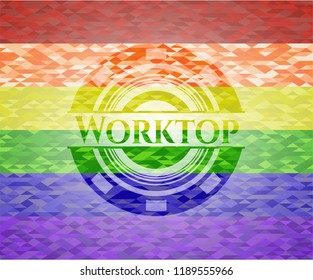 Worktop on mosaic background with the colors of the LGBT flag