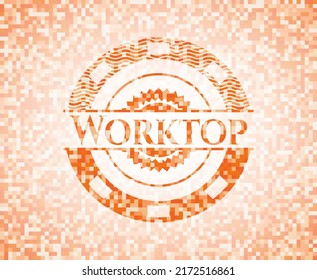 Worktop orange mosaic emblem. Vector Illustration. Detailed. 
