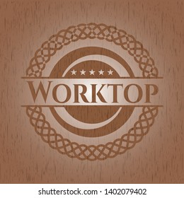 Worktop retro wood emblem. Vector Illustration.