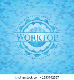 Worktop sky blue emblem with triangle mosaic background