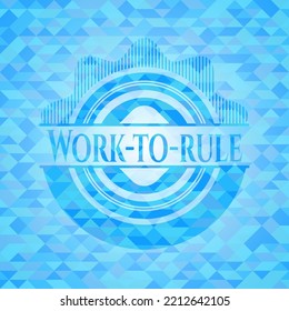 Emblema de mosaico azul claro de trabajo a regla. 