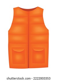 Arbeitsbekleidungseinheitliches Element. Orangefarbene Warnweste als einheitlich. Schutzkleidung oder Sicherheitsausrüstung. Kleidung für Bauarbeiter, Einheitsmuster