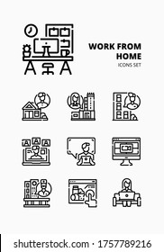 WORL FROM HOME icon for webpage, application, card, printing, social media, posts etc.