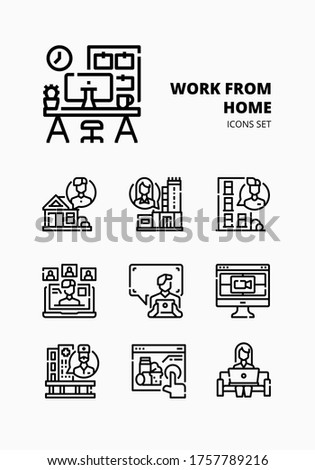 WORL FROM HOME icon for webpage, application, card, printing, social media, posts etc.