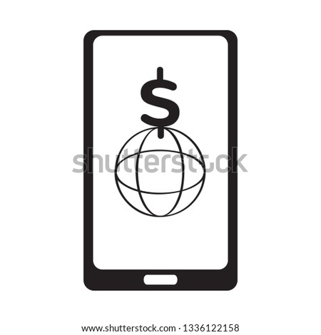 Worl web icon with a dollar symbol in a smartphone. Vector illustration design