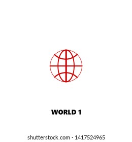 world 1 icon. world 1 vector design. sign design. red color