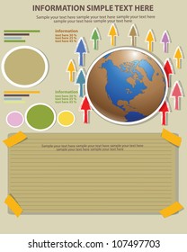 World abstract drawing and blank paper for text,Vector