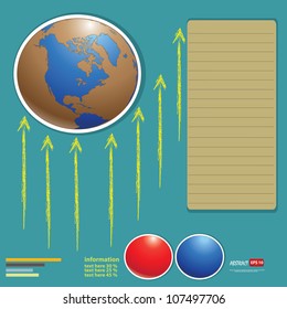 World abstract drawing and blank paper for text,Vector