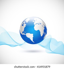 world and abstract motion wave line for business, technology presentation, Vector illustration 