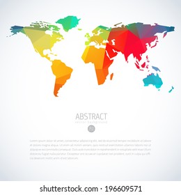 world abstraction vector template with world map world excursion map white land tour isolated colourful abstraction trip multicolored numeric earth modern partnership satellite communication art conce