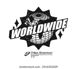 world aesthetic t shirt design, vector graphic, typographic poster or tshirts street wear and Urban style
