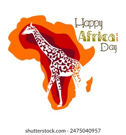 World Africa Day Illustration with Africa map and silhouette of African animals