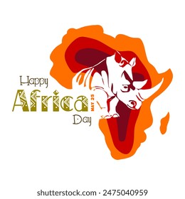 World Africa Day Illustration with Africa map and silhouette of African animals