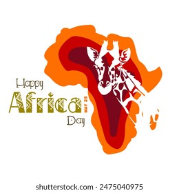 World Africa Day Illustration with Africa map and silhouette of African animals