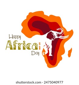 World Africa Day Illustration with Africa map and silhouette of African animals