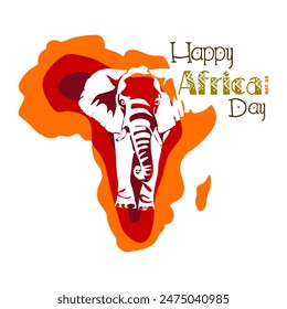 World Africa Day Illustration with Africa map and silhouette of African animals