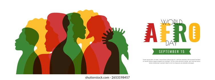 World Afro Day banner. September 15. Template for background, card, poster with text inscription. Holiday concept. Vector illustration. Flat style