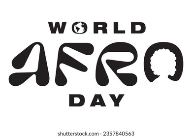 World Afro Day Greeting Design isolated on white background. Silhouette of a woman with afro hair. Vector illustration. 