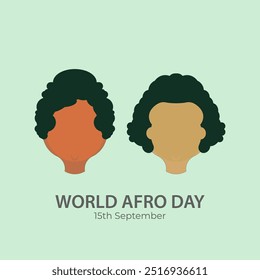 Ilustração do projeto do banner do Dia Mundial Afro de 15 de setembro. Afro corte penteado.