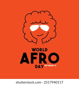 Dia Mundial da Afro. 15 de setembro. Fundo laranja. Eps 10.