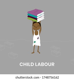 World against child labour day, stop child labour, Child carrying books on head, Bricks or books