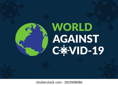 Campaña Mundial contra el Covid-19 - Ilustración de diseño plano vectorial : Adecuado para el Tema Mundial, Salud / Tema Médico, Tema Humanidad, Infografías y Otros Activos Gráficos Relacionados.