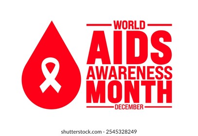 World AIDS Awareness Month background, banner or poster design template. observed every year in December. Holiday concept. Use to any Template, card, poster, placard, template.