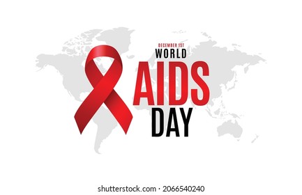 World AIDS Day 1 December. Aids day realistic ribbon