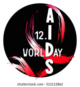 World AIDS day 1 December concept. Awareness red ribbon. Isolated vector banner on white background with shadow. HIV test symbol.