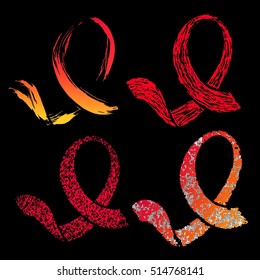 World AIDS day 1 December symbol. Set of red ribbons. Isolated vector banner.
