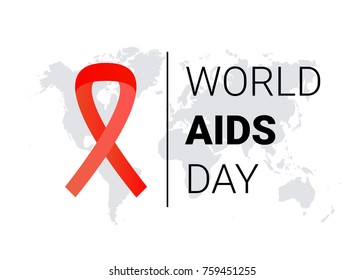 World AIDS Day 1 December. red hiv ribbon awareness. Vector illustration