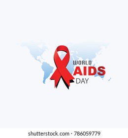 World AIDS Day 1 December. red hiv ribbon awareness. Vector illustration
