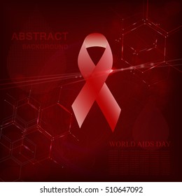 World Aids Day Abstract Background. Red ribbon World Aids Day symbol. Vector illustration. World Aids Day concept. Medical awareness day concept