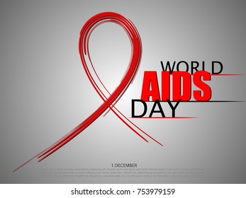 World Aids Day abstract brush ribbon. Vector illustration.