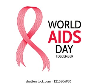 World AIDS Day. Abstract red ribbon. Vector illustration isolated on white background. Aids Awareness icon design for poster, banner, t-shirt. 
