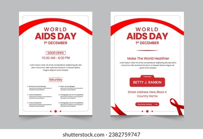 World aids day activity layout template, aids day activities a4 poster or flyer design, vector illustration eps 10 