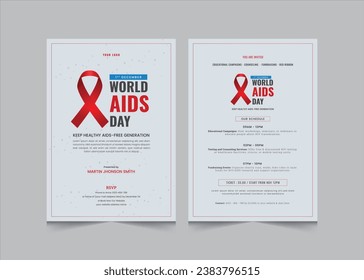 World aids day activity layout template, aids day activities a4 poster or flyer design, vector illustration eps 10 