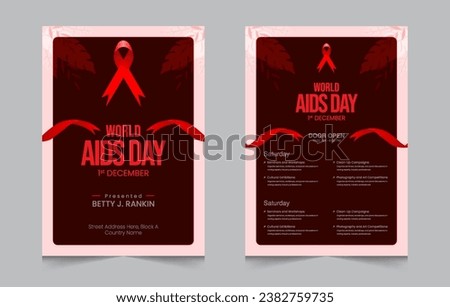 World aids day activity layout template, aids day activities a4 poster or flyer design, vector illustration eps 10 
