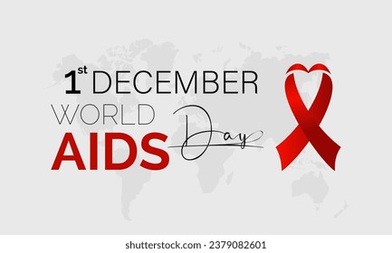 World AIDS Day Awareness Background Red banner Ribbon and Global Support Vector Illustration. background, banner, card, poster design.