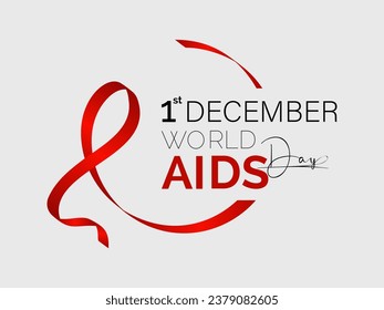 World AIDS Day Awareness Background Red banner Ribbon and Global Support Vector Illustration. background, banner, card, poster design.