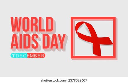 World AIDS Day Awareness Background Red banner Ribbon and Global Support Vector Illustration. background, banner, card, poster design.