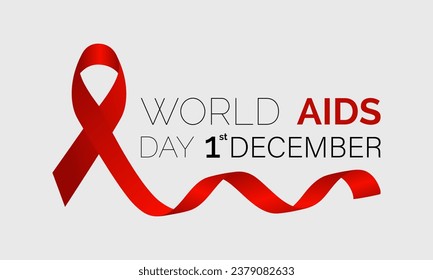 World AIDS Day Awareness Background Red banner Ribbon and Global Support Vector Illustration. background, banner, card, poster design.