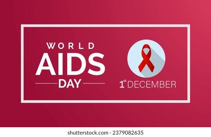 La cinta de anuncios de la pancarta roja del Día Mundial de la Concienciación sobre el SIDA y la ilustración del vector de apoyo mundial. fondo, banner, tarjeta, diseño de afiches.