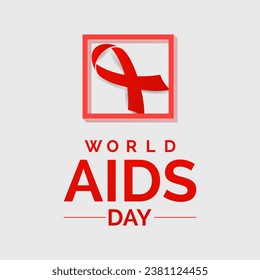 Hintergrund des Welt-Aids-Tages-Bewusstsein Red Banner Band und Global Support Vektorgrafik. Hintergrund, Banner, Karte, Plakatdesign.