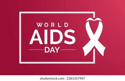 World AIDS Day Awareness Background Red banner Ribbon and Global Support Vector Illustration. background, banner, card, poster design.